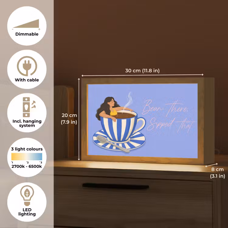 Mok - Koffie - Vrouw - Paars Light Box met kabel (Tafellamp) klein -USP_EN