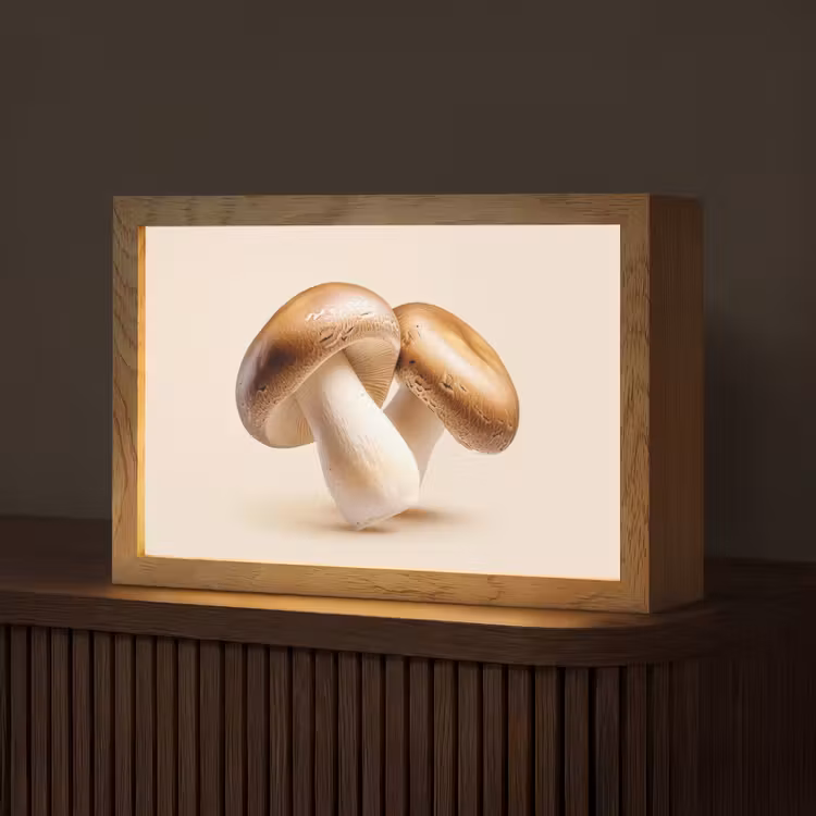 Champignons - Zacht - Beige Light Box met kabel (Tafellamp) klein -z3d_website