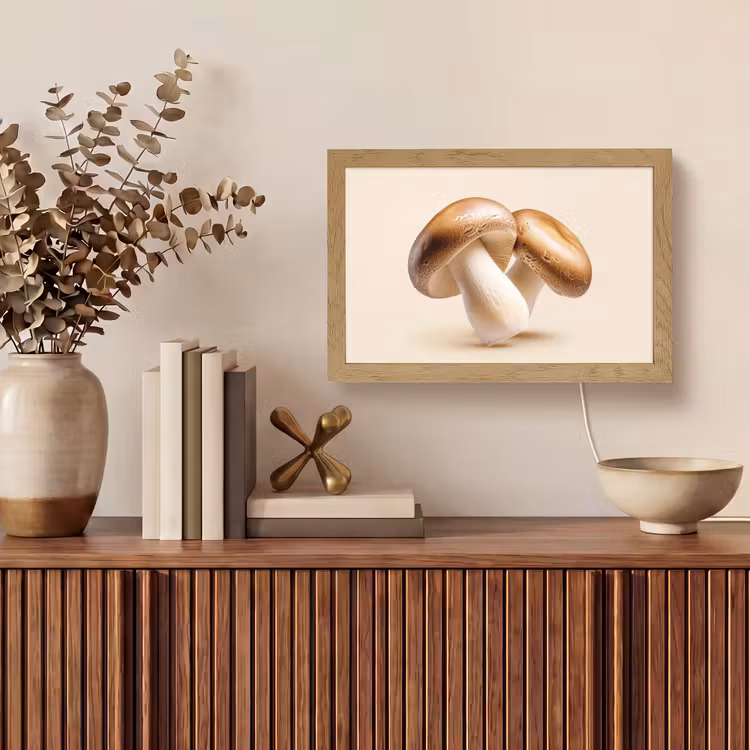 Champignons - Zacht - Beige Light Box met kabel (Tafellamp) klein -sfeer2