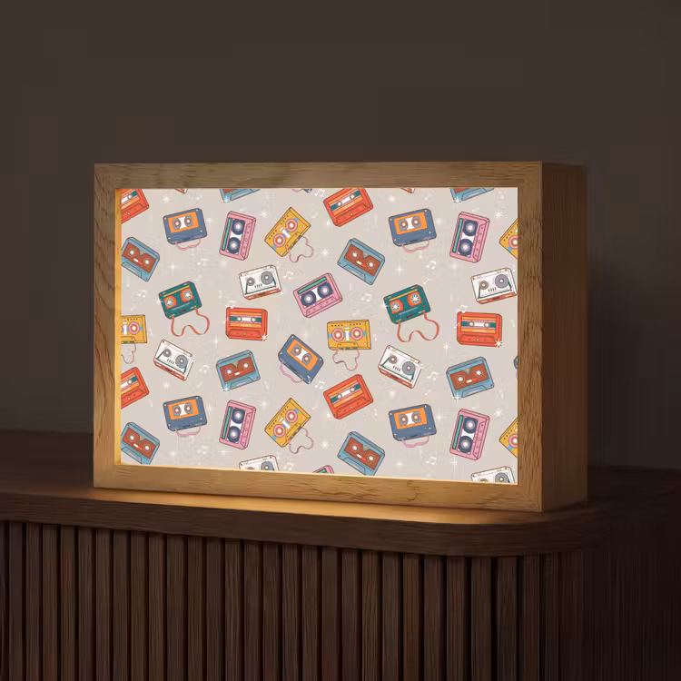 Muziek - Cassette - Patroon Light Box met kabel (Tafellamp) klein 924 -z3d_website