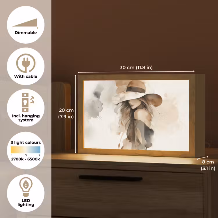 Mysterieus - Vrouw - Sepia Light Box met kabel (Tafellamp) klein -USP_EN