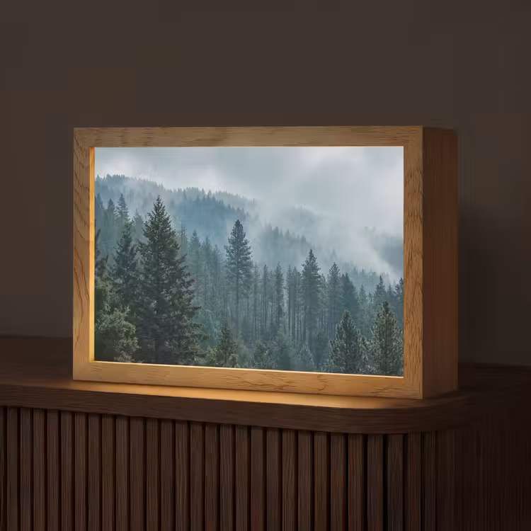 Naaldwoud - Bergen - Mist Light Box met kabel (Tafellamp) klein -z3d_website