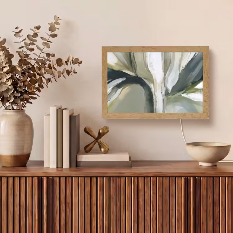 Natuur - Abstract - Groen - Penseelstreken Light Box met kabel (Tafellamp) klein -sfeer2