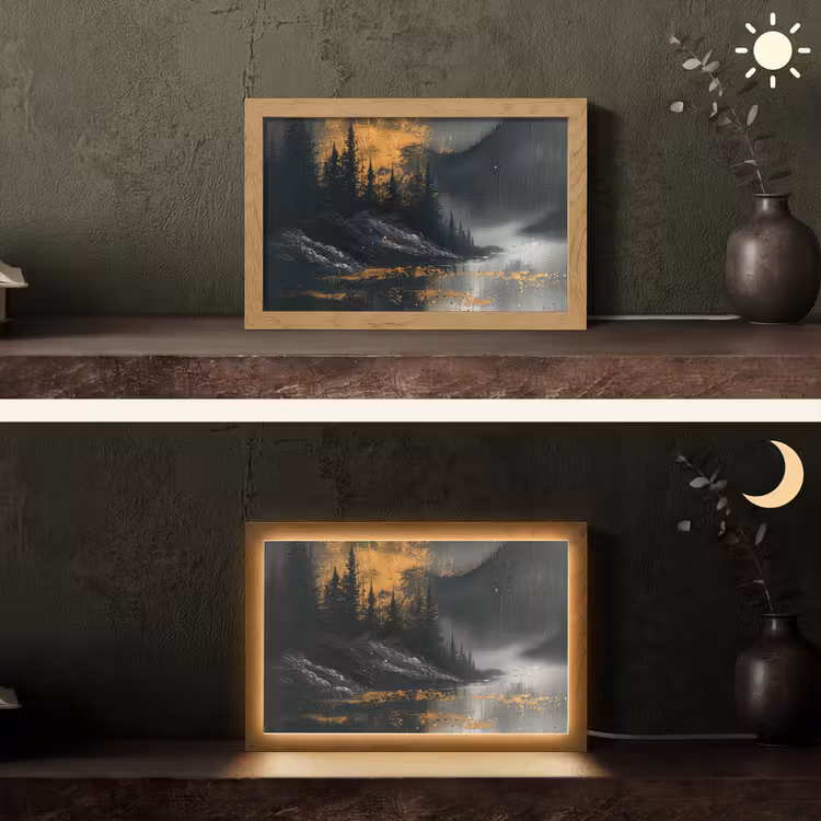 Natuur - Abstract - Landschap - Modern Light Box met kabel (Tafellamp) klein -sfeer3