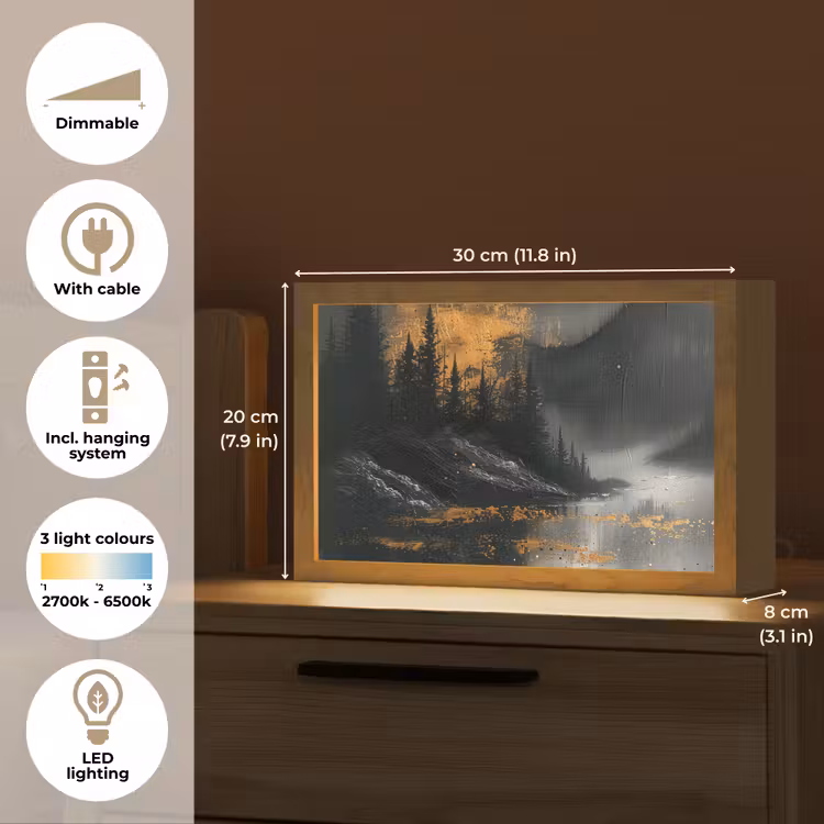 Natuur - Abstract - Landschap - Modern Light Box met kabel (Tafellamp) klein -USP_EN