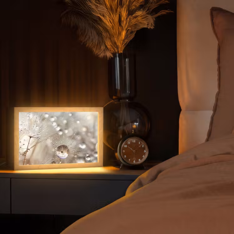Natuur - Bloemen - Druppels - Regen Light Box met kabel (Tafellamp) klein -sfeer1