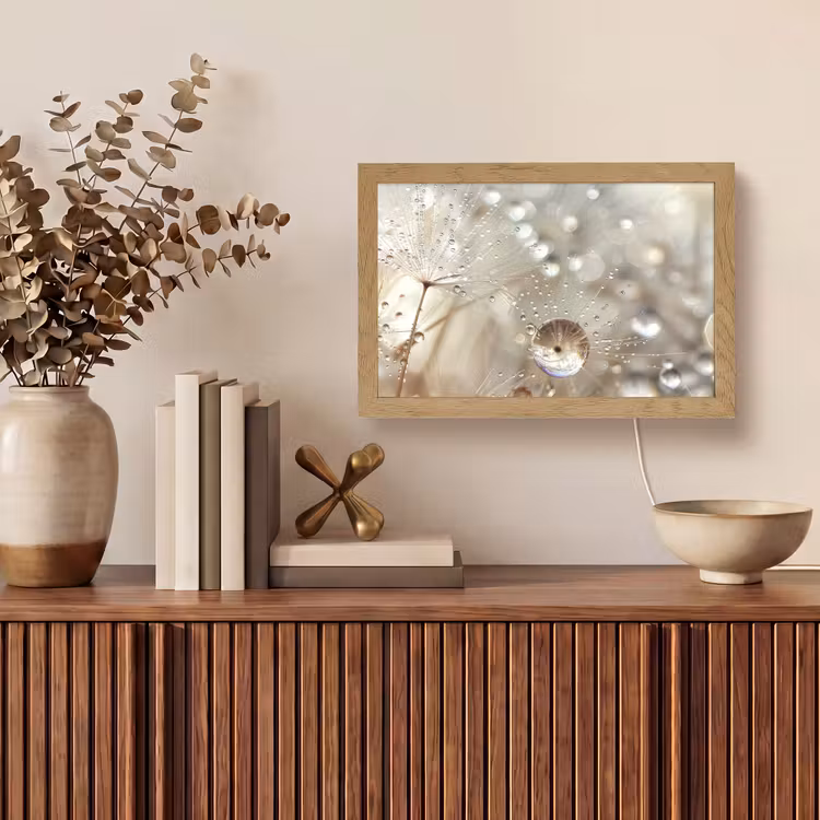Natuur - Bloemen - Druppels - Regen Light Box met kabel (Tafellamp) klein -sfeer2