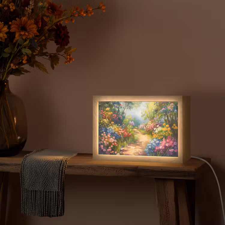 Natuur - Landschap - Bloemen - Kleurrijk Light Box met kabel (Tafellamp) klein -sfeer4