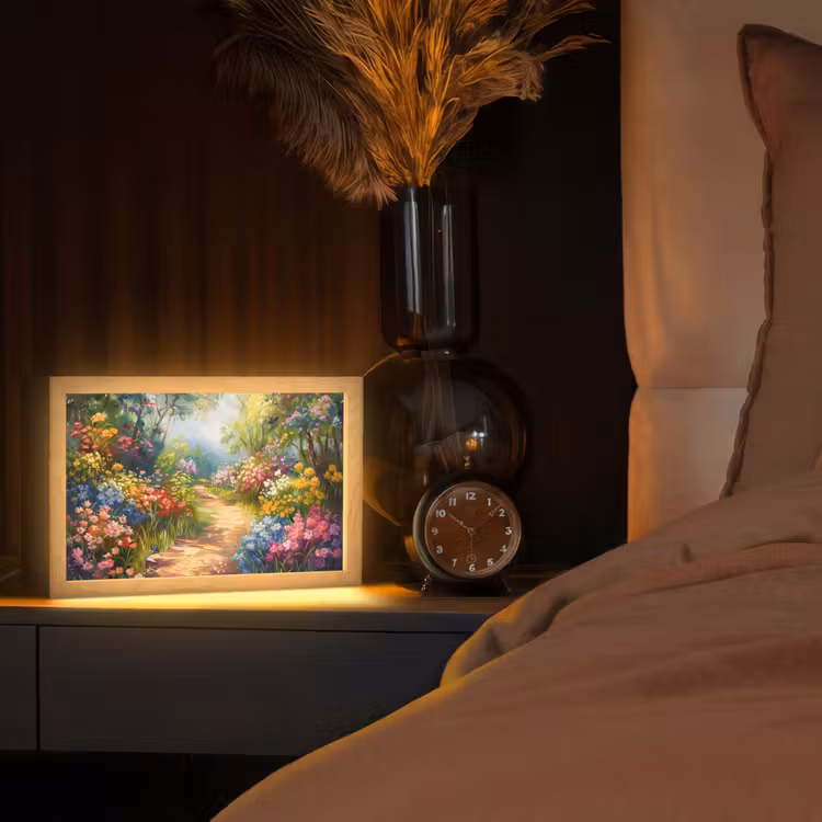 Natuur - Landschap - Bloemen - Kleurrijk Light Box met kabel (Tafellamp) klein -sfeer1