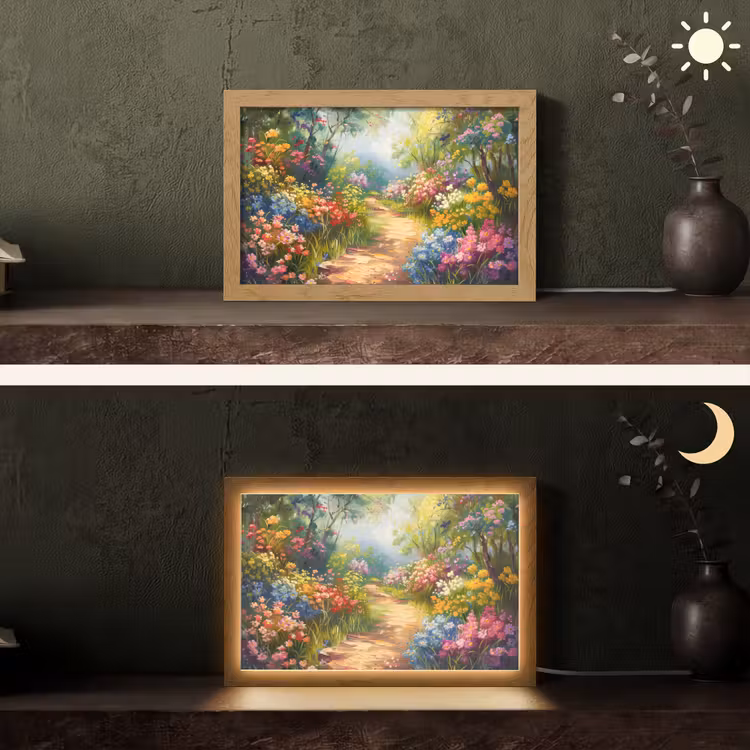 Natuur - Landschap - Bloemen - Kleurrijk Light Box met kabel (Tafellamp) klein -sfeer3