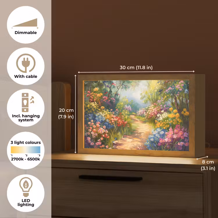 Natuur - Landschap - Bloemen - Kleurrijk Light Box met kabel (Tafellamp) klein -USP_EN