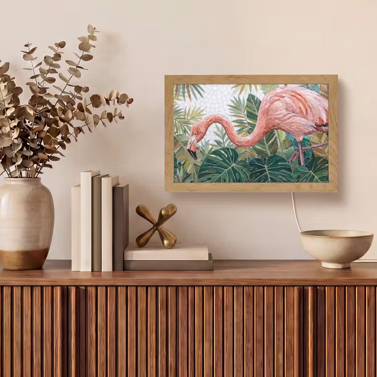 Natuur - Bladeren - Abstract - Groen - Vogel Light Box met kabel (Tafellamp) klein -sfeer2
