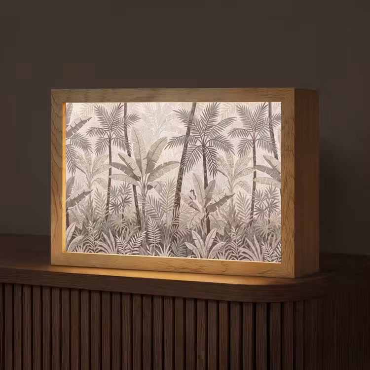 Natuur - Bladeren - Landschap - Mozaïek - Beige Light Box met kabel (Tafellamp) klein -z3d_website