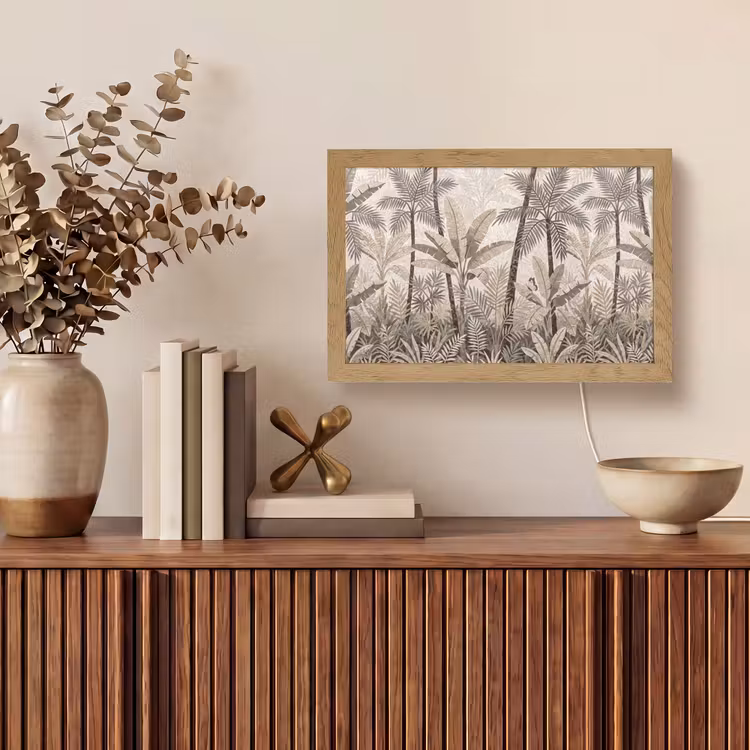 Natuur - Bladeren - Landschap - Mozaïek - Beige Light Box met kabel (Tafellamp) klein -sfeer2