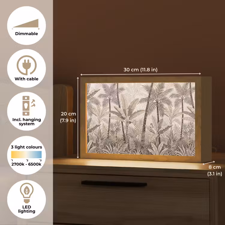 Natuur - Bladeren - Landschap - Mozaïek - Beige Light Box met kabel (Tafellamp) klein -USP_EN