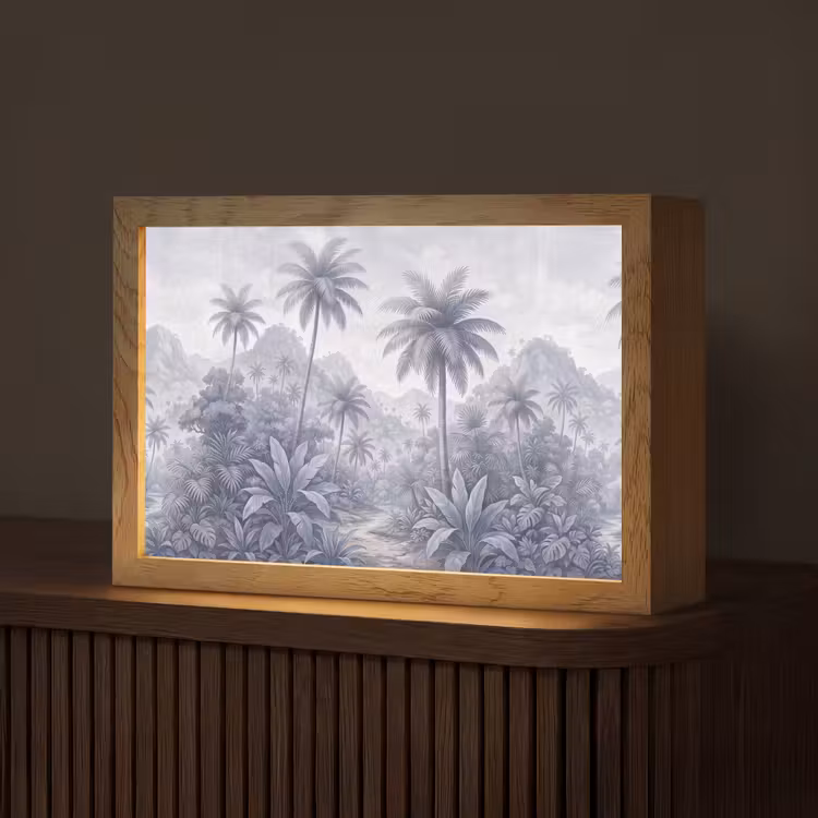 Natuur - Boom - Tropisch - Landschap - Blauw Light Box met kabel (Tafellamp) klein -z3d_website