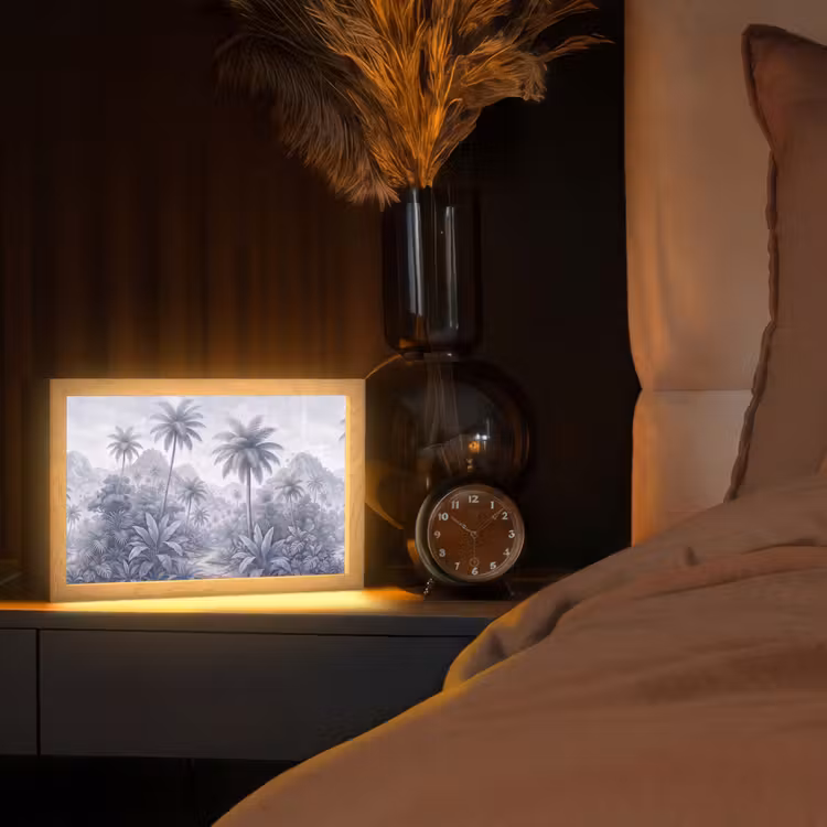 Natuur - Boom - Tropisch - Landschap - Blauw Light Box met kabel (Tafellamp) klein -sfeer1