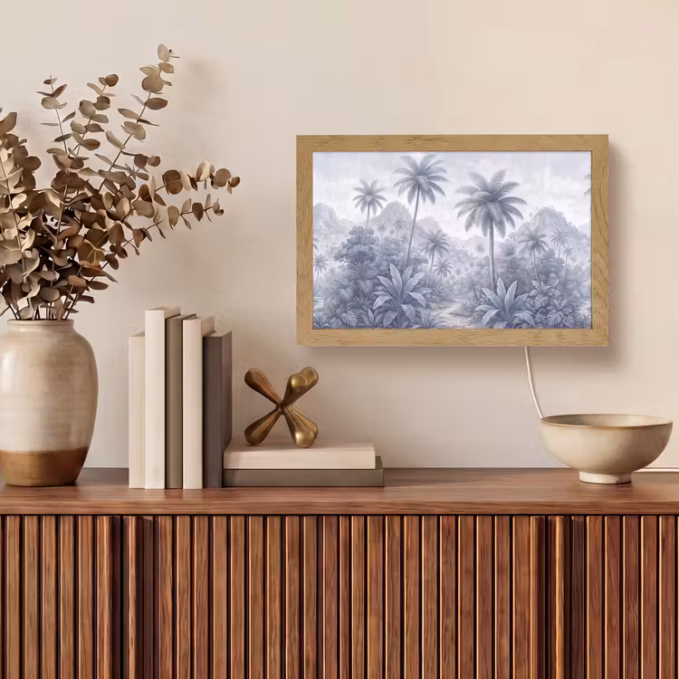 Natuur - Boom - Tropisch - Landschap - Blauw Light Box met kabel (Tafellamp) klein -sfeer2