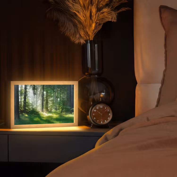 Natuur - Bomen - Bos - Groen - Zon - Gras - Planten Light Box met kabel (Tafellamp) klein -sfeer1