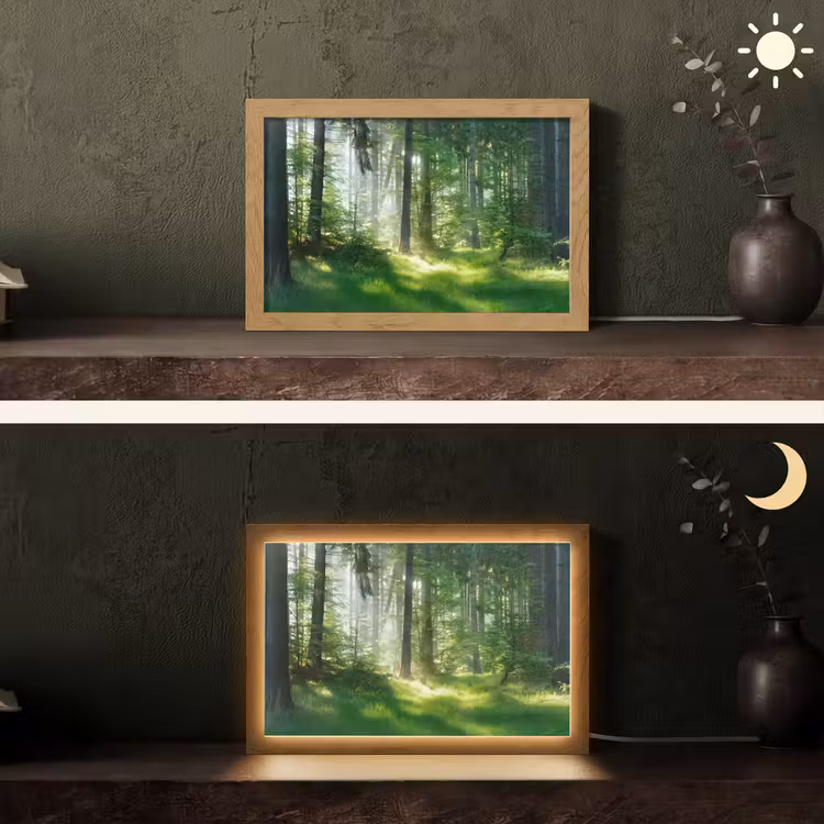 Natuur - Bomen - Bos - Groen - Zon - Gras - Planten Light Box met kabel (Tafellamp) klein -sfeer3