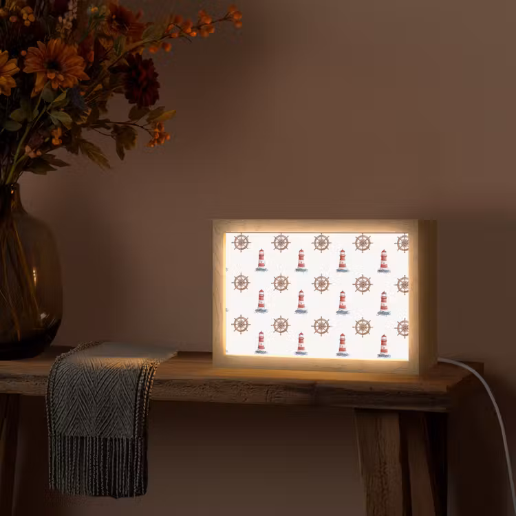 Nautisch - Klassiek - Rood Light Box met kabel (Tafellamp) klein 924 -sfeer4