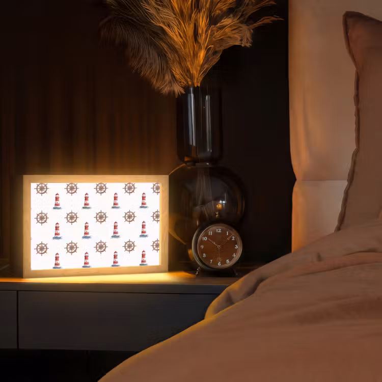 Nautisch - Klassiek - Rood Light Box met kabel (Tafellamp) klein 924 -sfeer1