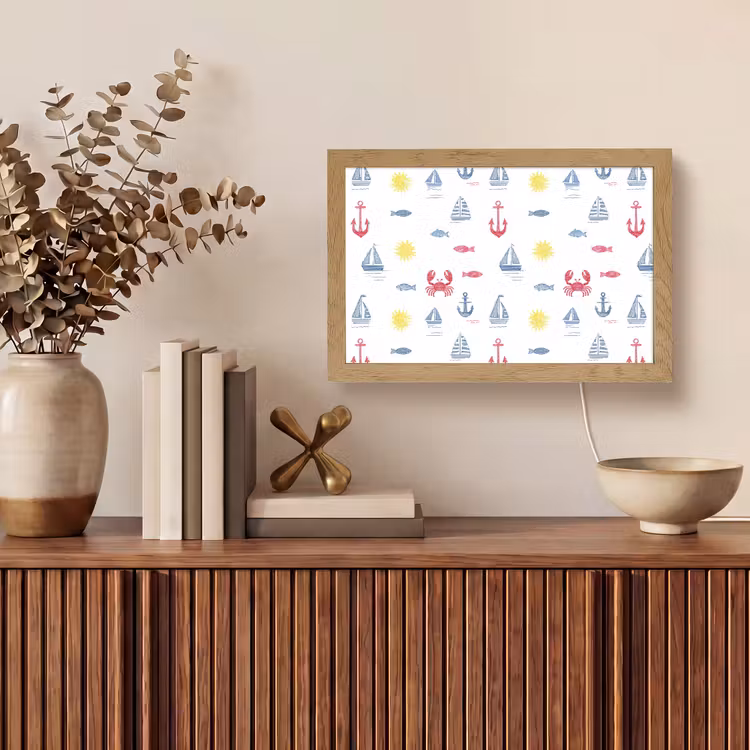 Nautisch - Illustraties - Kleurrijk Light Box met kabel (Tafellamp) klein 924 -sfeer2