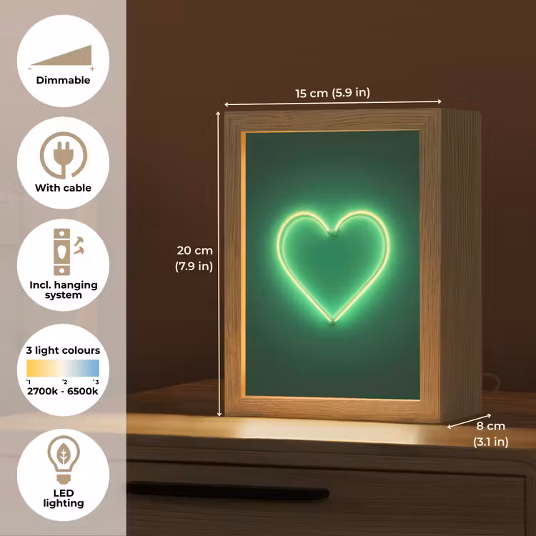 Neon - Groen - Licht Light Box met kabel (Tafellamp) klein -USP_EN