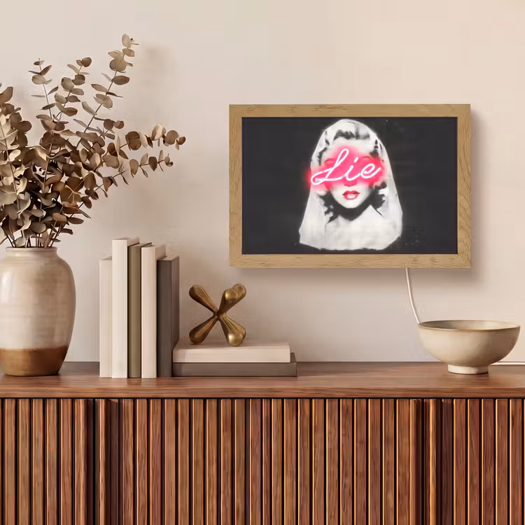 Neon - Letters - Vintage - Vrouw Light Box met kabel (Tafellamp) klein -sfeer2