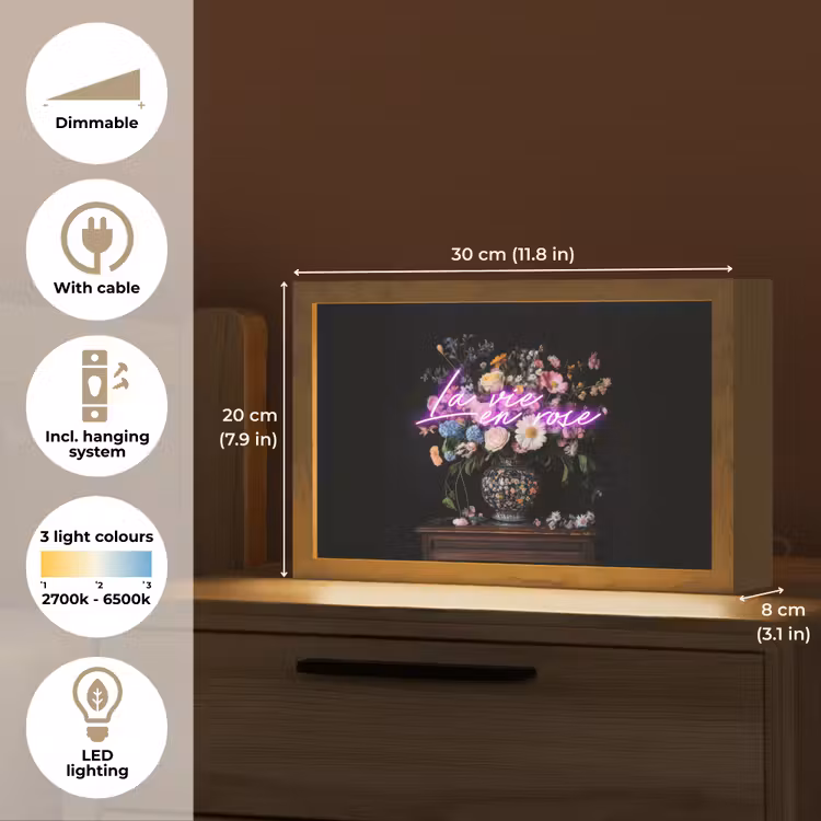 Neon - Vaas - Bloemen Light Box met kabel (Tafellamp) klein -USP_EN