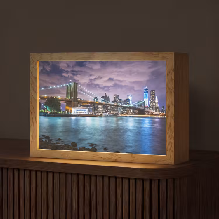 New York - Skyline - Stad - Kleuren Light Box met kabel (Tafellamp) klein -z3d_website