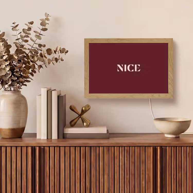 Nice - Bordeaux - Roze Light Box met kabel (Tafellamp) klein -sfeer2