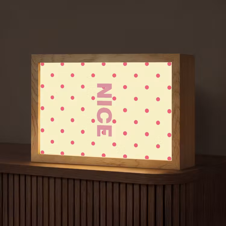 Nice - Stippen - Roze - Geel Light Box met kabel (Tafellamp) klein -z3d_website
