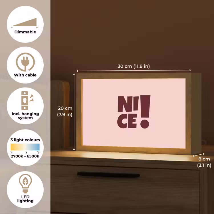 Nice - Uitroepteken - Roze Light Box met kabel (Tafellamp) klein -USP_EN