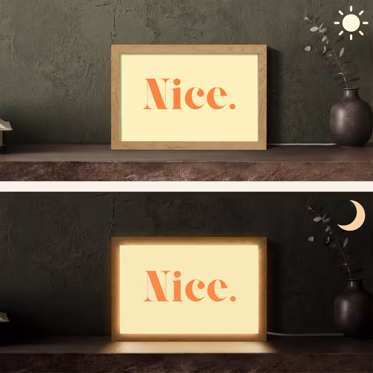 Nice - Oranje - Geel - Minimalistisch Light Box met kabel (Tafellamp) klein -sfeer3