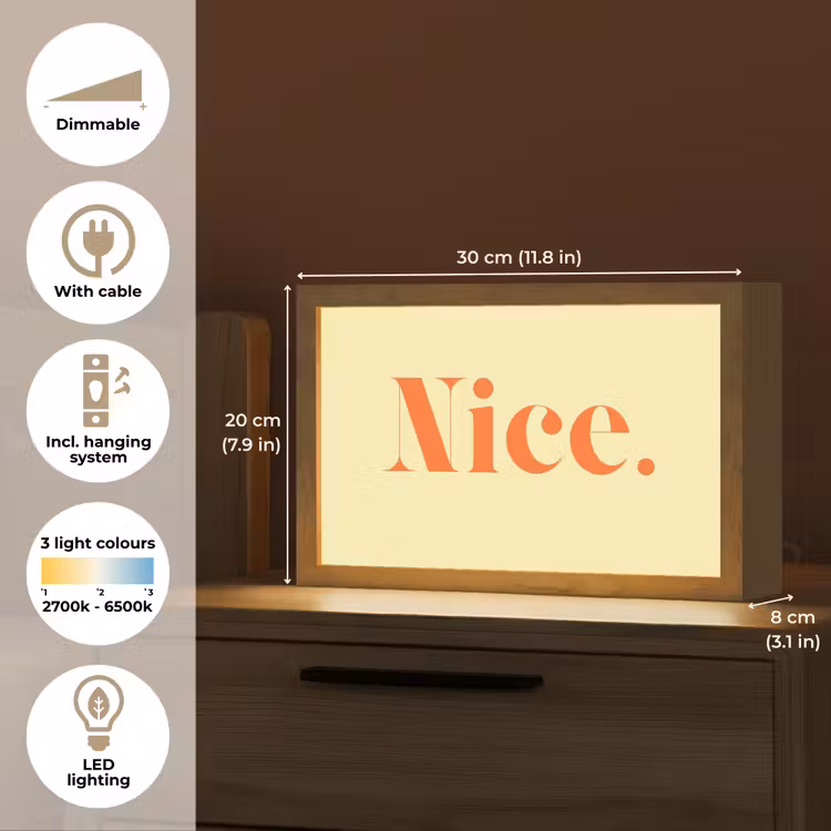 Nice - Oranje - Geel - Minimalistisch Light Box met kabel (Tafellamp) klein -USP_EN