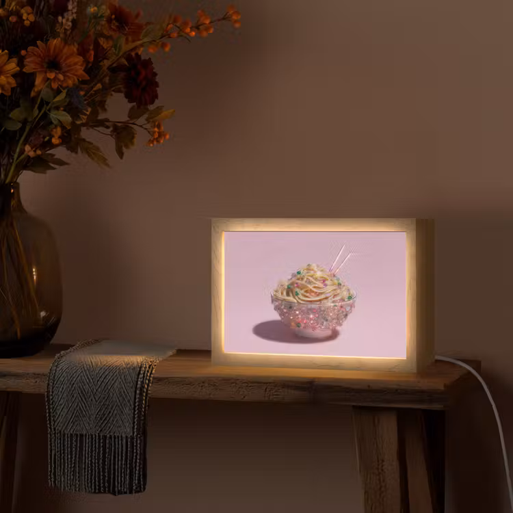 Noodles - Edelstenen - Stokjes - Roze Light Box met kabel (Tafellamp) klein -sfeer4