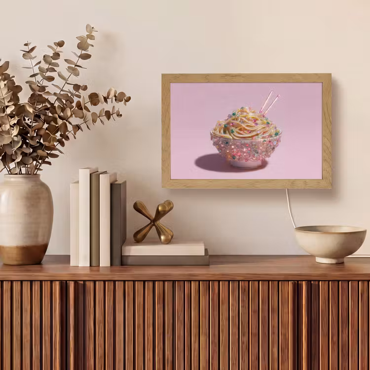 Noodles - Edelstenen - Stokjes - Roze Light Box met kabel (Tafellamp) klein -sfeer2