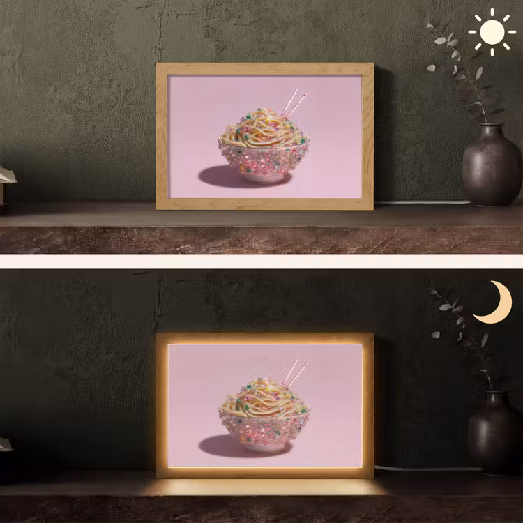 Noodles - Edelstenen - Stokjes - Roze Light Box met kabel (Tafellamp) klein -sfeer3