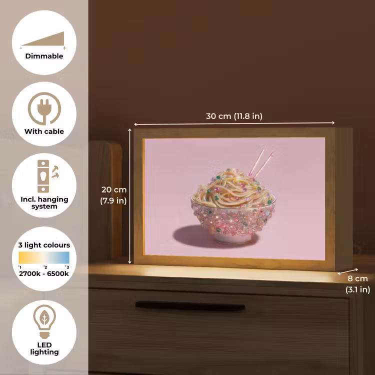 Noodles - Edelstenen - Stokjes - Roze Light Box met kabel (Tafellamp) klein -USP_EN