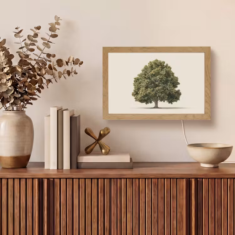 Eikenboom - Groen - Lichte achtergrond Light Box met kabel (Tafellamp) klein -sfeer2