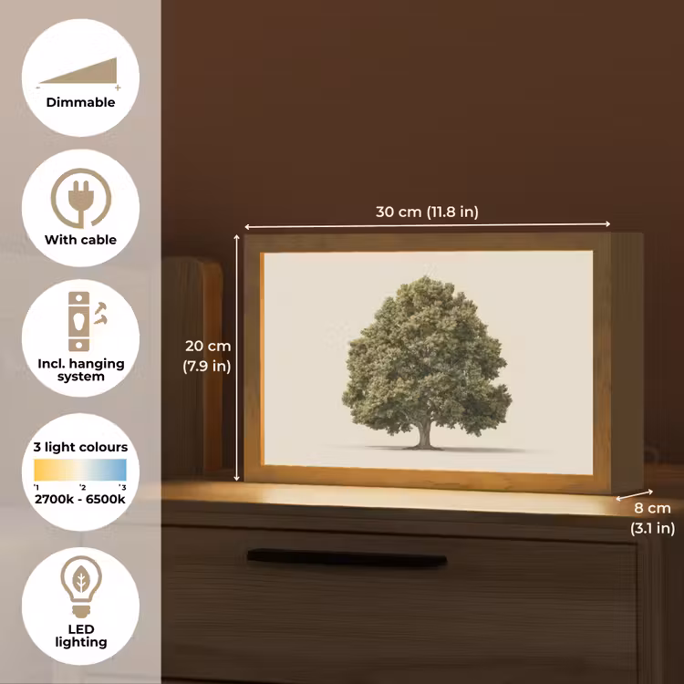 Eikenboom - Groen - Lichte achtergrond Light Box met kabel (Tafellamp) klein -USP_EN