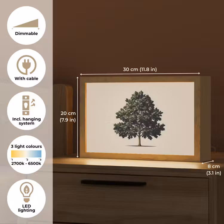 Eikenboom - Schaduw - Egaal Light Box met kabel (Tafellamp) klein -USP_EN