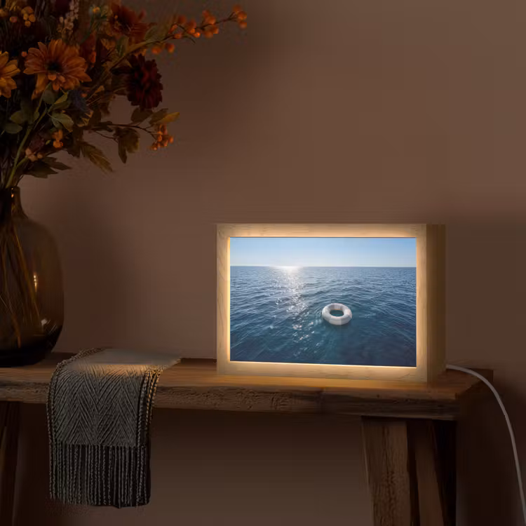 Oceaan - Zwemband - Horizon Light Box met kabel (Tafellamp) klein -sfeer4