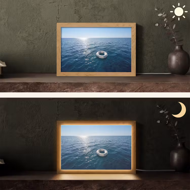 Oceaan - Zwemband - Horizon Light Box met kabel (Tafellamp) klein -sfeer3