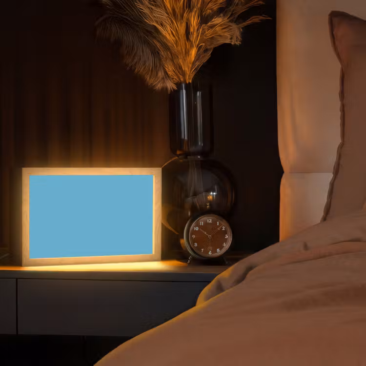 Ocean - Teal - Blauw Light Box met kabel (Tafellamp) klein 924 -sfeer1