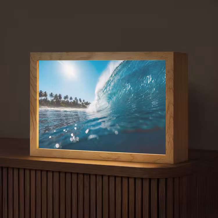 Oceaan - Golf - Strand - Natuur - Blauw Light Box met kabel (Tafellamp) klein -z3d_website