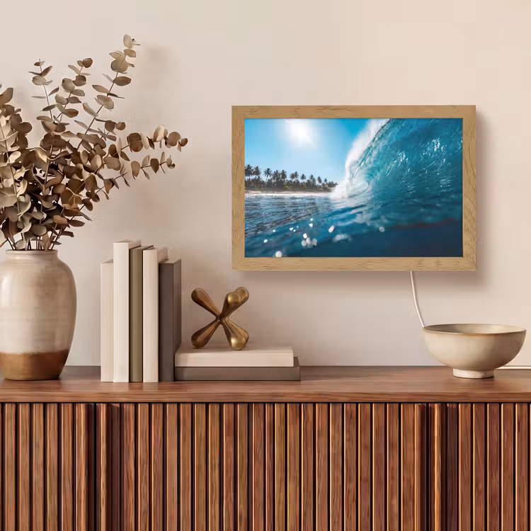 Oceaan - Golf - Strand - Natuur - Blauw Light Box met kabel (Tafellamp) klein -sfeer2