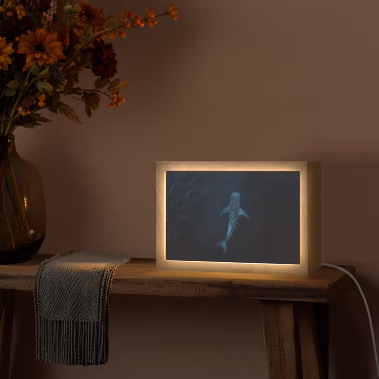 Oceaan - Walvishaai - Donkerblauw - Vlekken Light Box met kabel (Tafellamp) klein -sfeer4