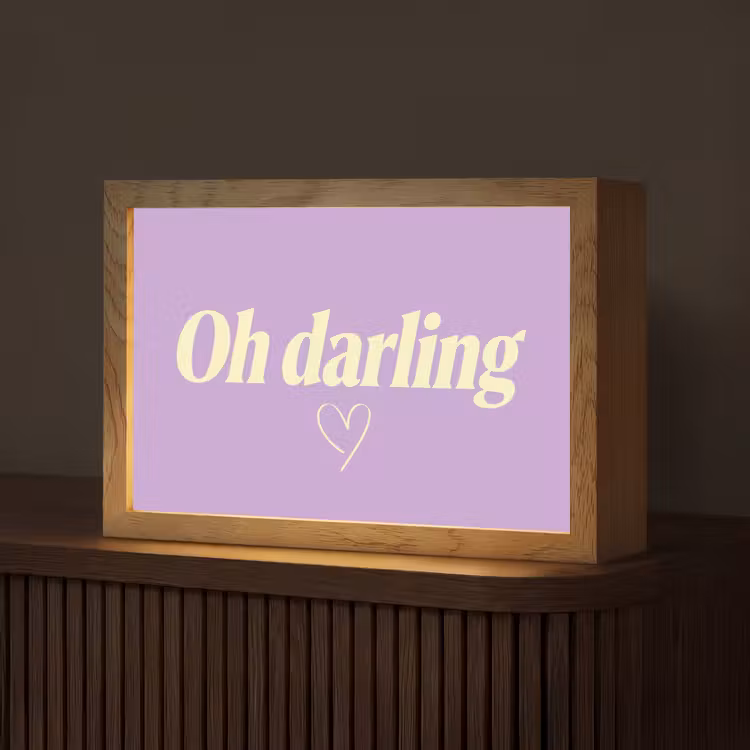 Oh darling - Hart - Paars Light Box met kabel (Tafellamp) klein -z3d_website